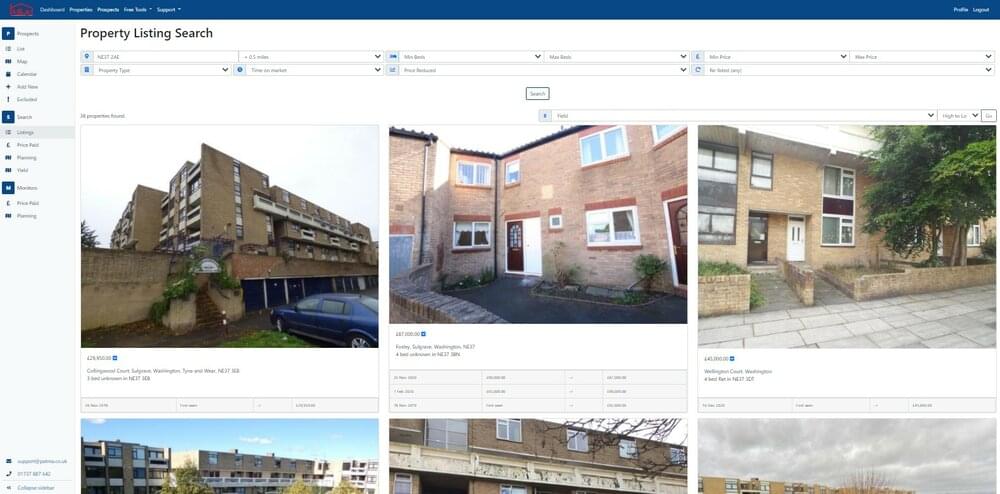 Sample property search page