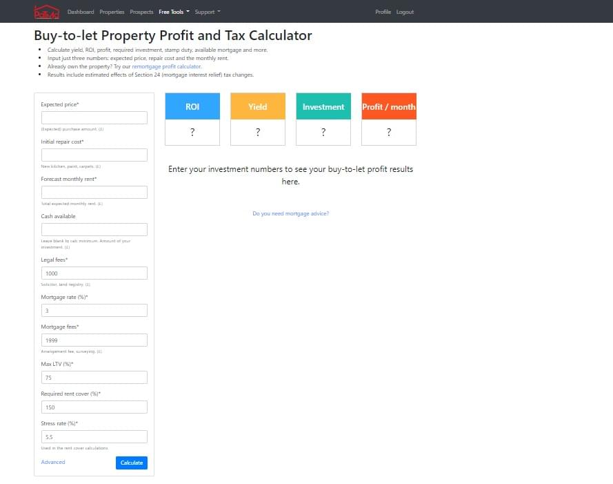 PaTMa Buy To Let Property Profit and Tax Calculator