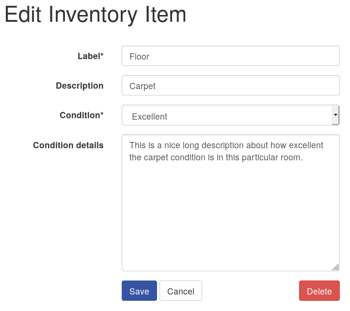 PaTMa inventory, item entry